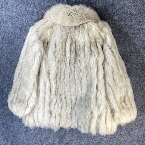 VTG Real Fur Coat Ivory Fox Racoon Look 100% Bemberg Lined Made in Korea Luxury - Picture 6 of 14